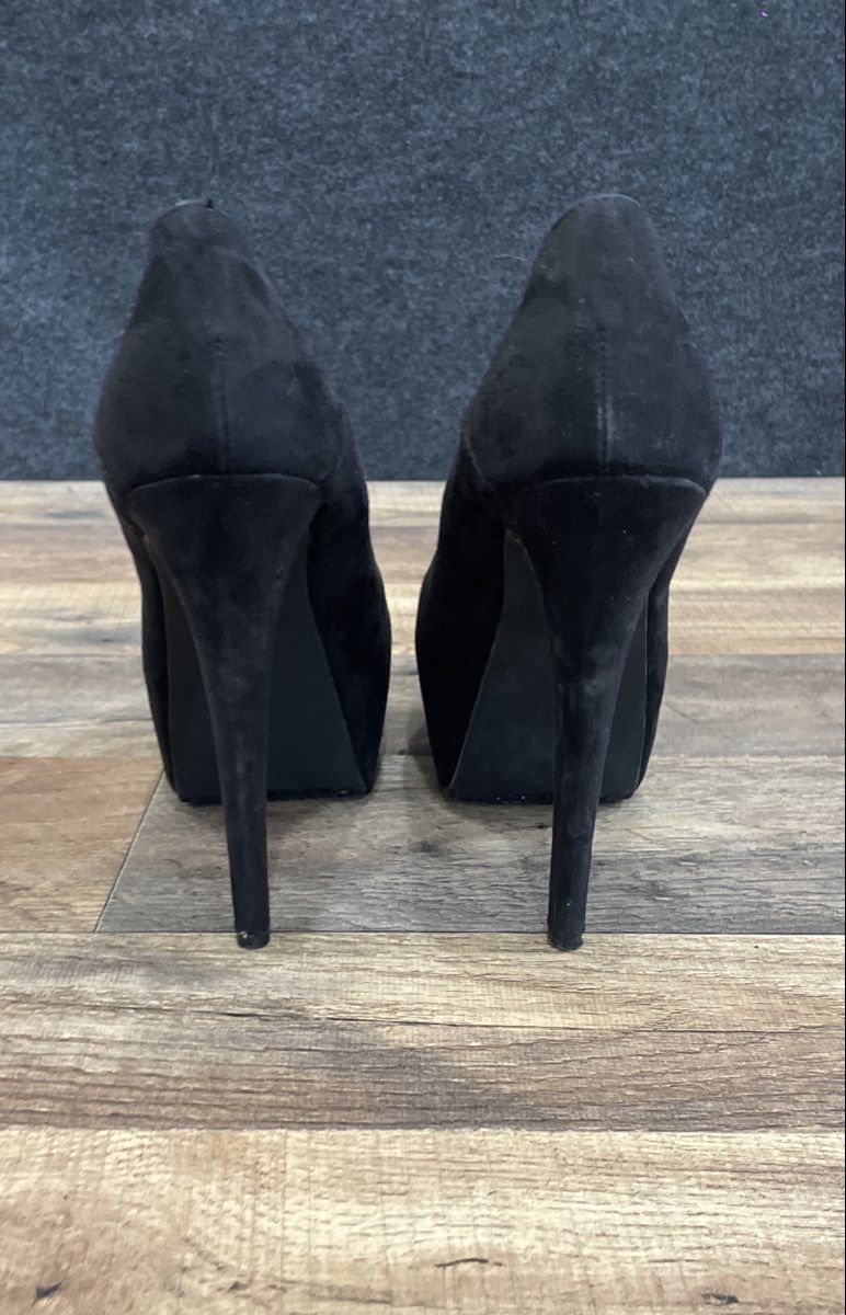 JustFab Nadine Black Fabric Platform Stiletto Mary Jane Heels Women's Size 6.5