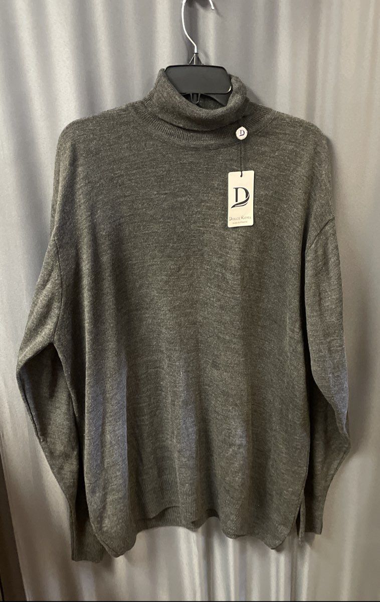 Dolce Roma Men's Charcoal Gray Wool Blend Turtleneck Sweater NWT Sz 2XL