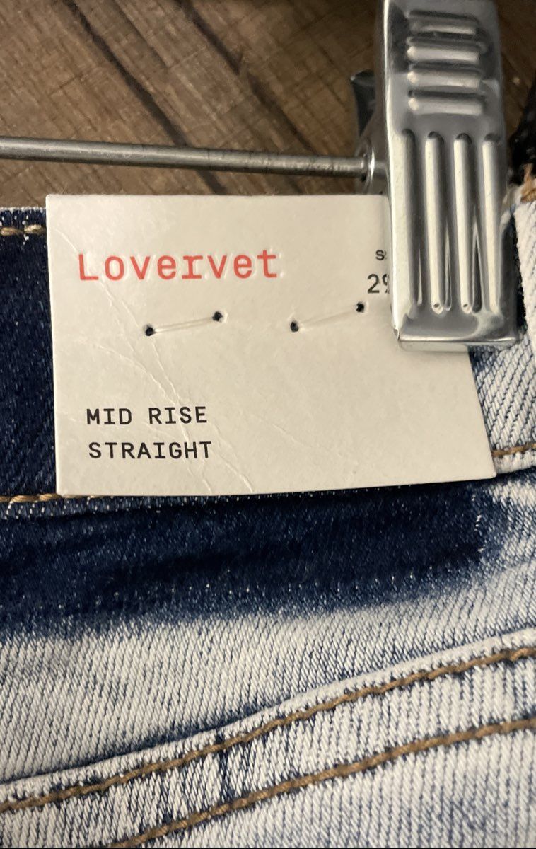 Lovervet by VERVET Women's Light Acid Wash Mid Rise Straight Leg Jeans NWT Sz 29