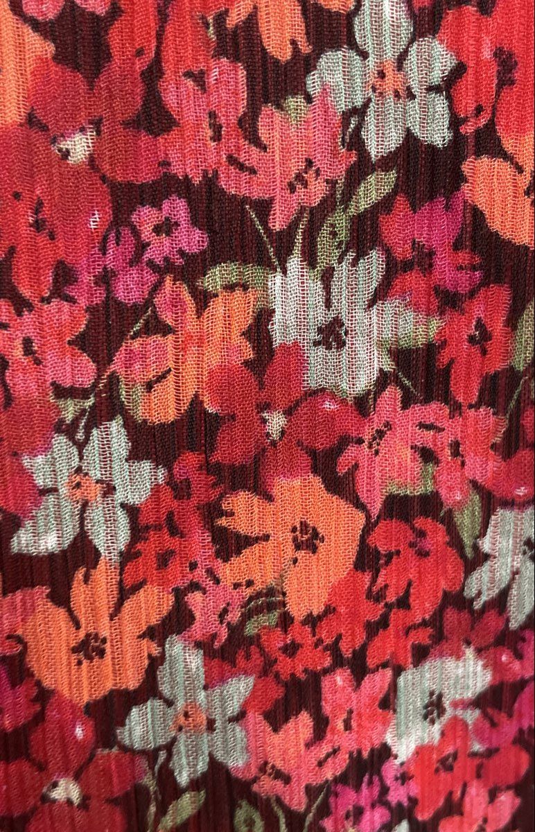 Calvin Klein Women's Pink Floral Keyhole Back Chiffon Tunic Shirt Sz 10