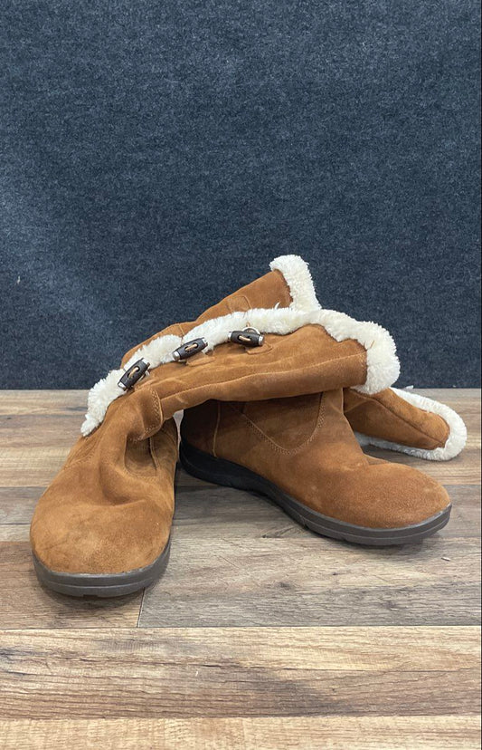 Bass Grove Brown Leather Faux Fur Toggle Mid Calf Boots Women's Size 10M
