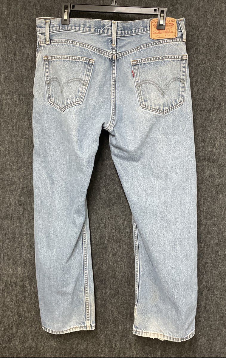 Levi's Men's 505 Straight Fit Jeans Light Wash Blue Denim Sz 36x29