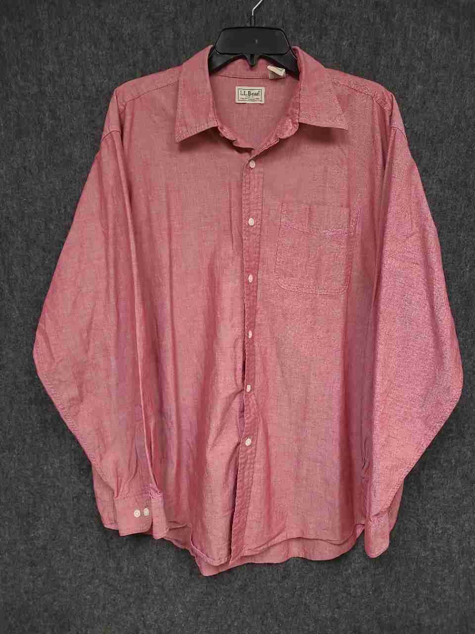 L.L. Bean Men's Vintage 90s Red Cotton Long Sleeve Button Down Shirt Sz L-REG