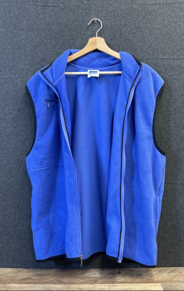 Vintage Y2K Adidas Men's Blue Full Zip Fleece Vest Pocket Mock Neck Sz XL