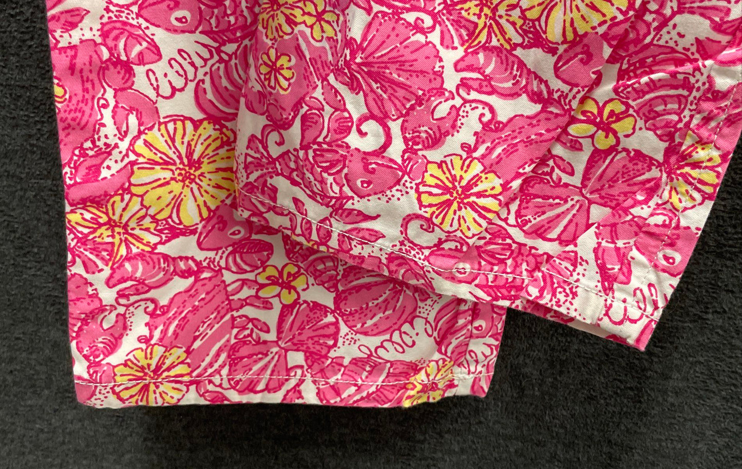 Lilly Pulitzer Women's Pink Seashell Lobster Print Cotton Ankle Pants Sz 4