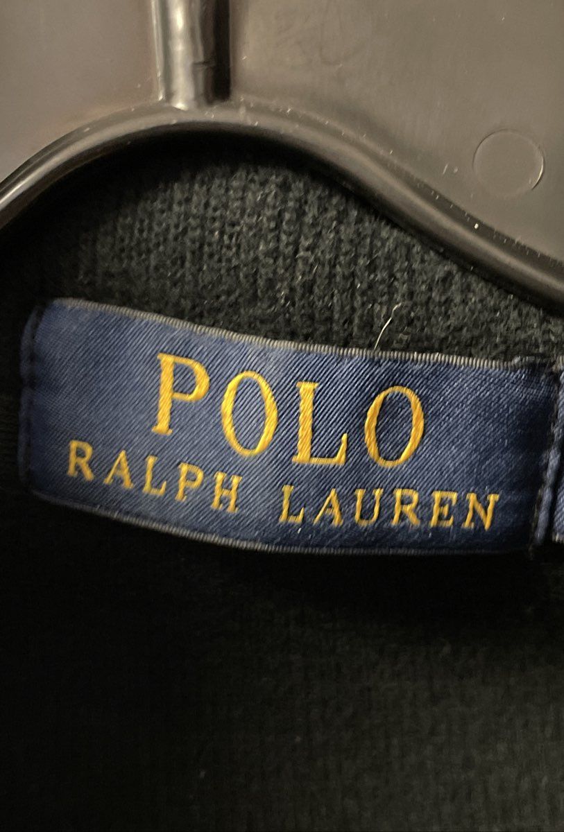 Polo Ralph Lauren Men's Black Cotton Estate Rib Quarter-Zip Pullover Size M