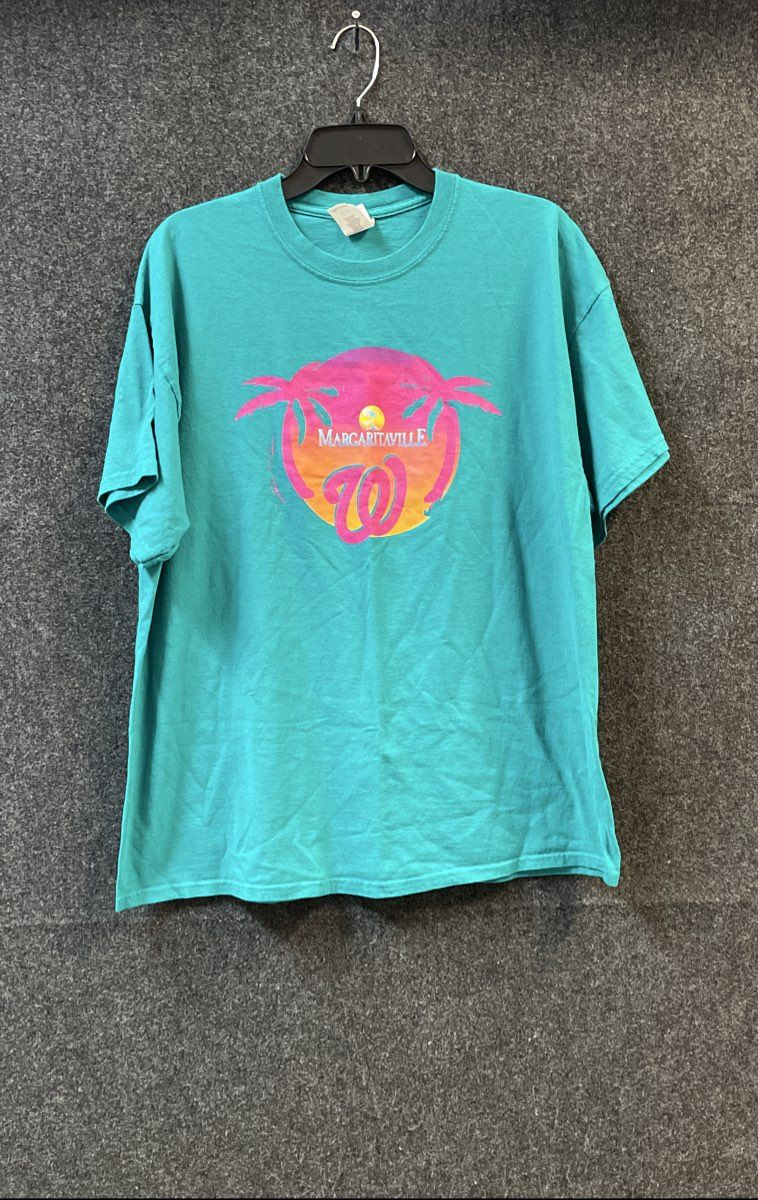 Margaritaville Men's Washington Nationals T-Shirt Teal Tropical Graphic Sz XL