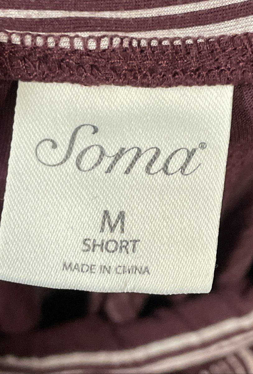 Soma Women's Burgundy Striped Pull On Lounge Pants Size M Short