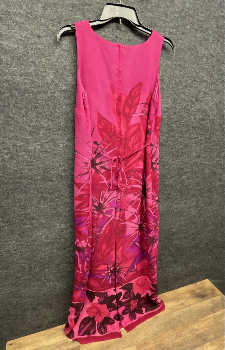 Vintage 90s AGB Byer California Women's Pink Tropical Floral Maxi Dress Sz 10