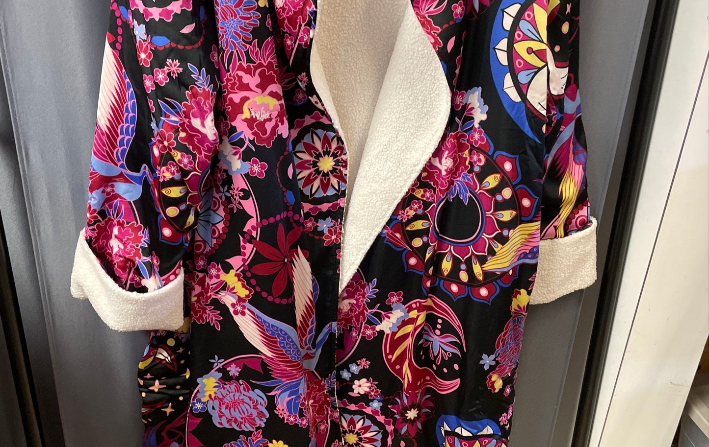 G by Giuliana Black Label Women's Floral Fleece Lined Hooded Robe NWT Sz M/L
