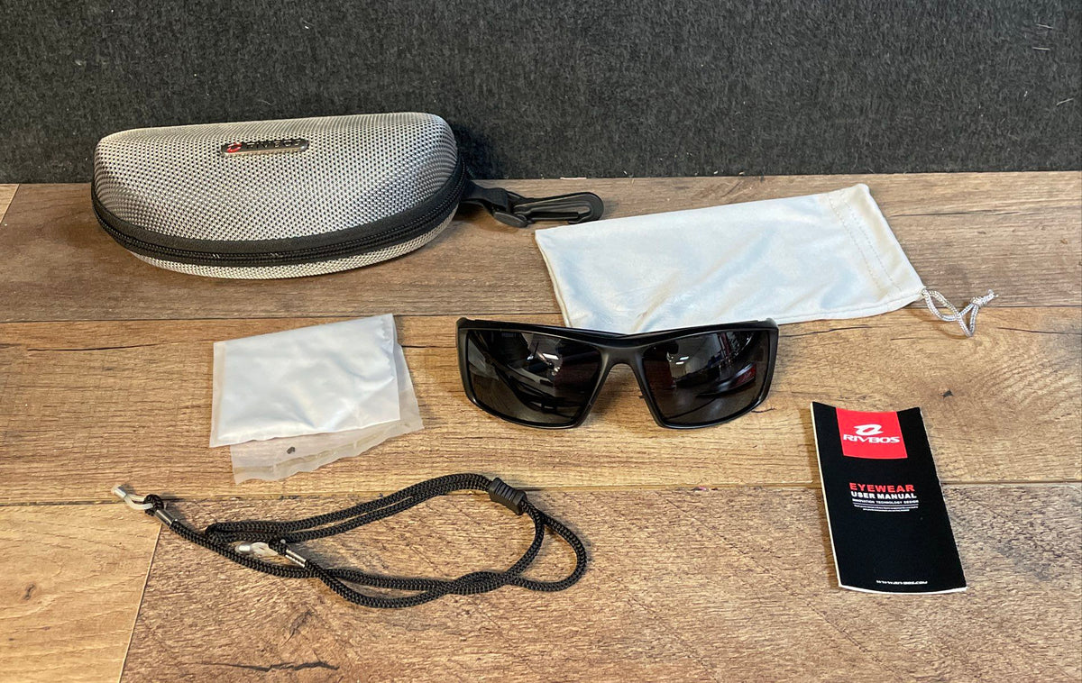 Rivbos Men's Sport Sunglasses Black Wrap Frame RB861 61-17-128 With Case