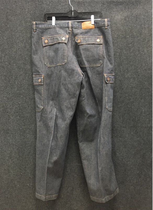 Vintage 90s Caprini Pinstripe Denim Cargo Pants Made in Mexico Sz 38