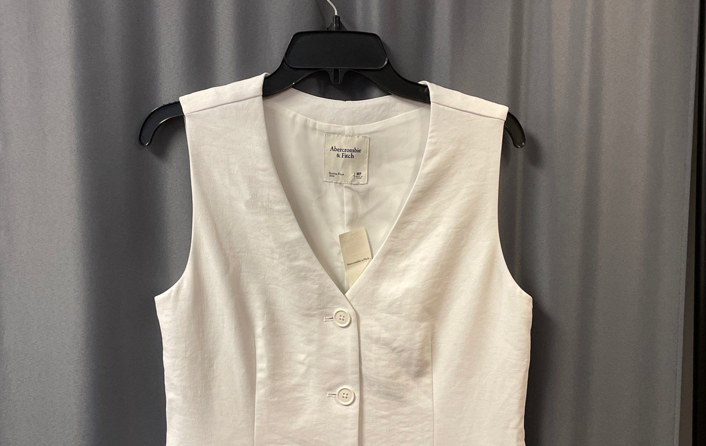 Abercrombie & Fitch Women's White Button Linen-Blend Vest Mini Dress NWT Sz MP