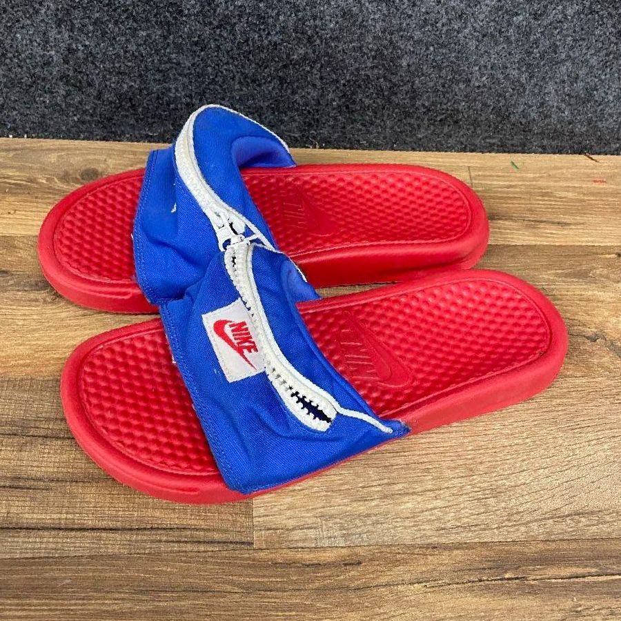 Nike Benassi JDI Fanny Pack Slides Red Blue White AO1037-601 Men's Size 7