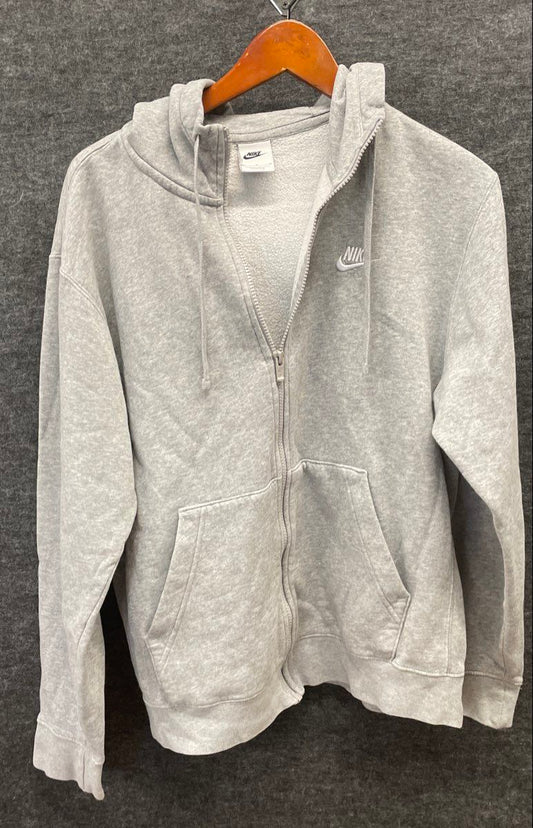 Nike Men's Grey Embroidered Logo Full Zip Hoodie Sweatshirt Size M