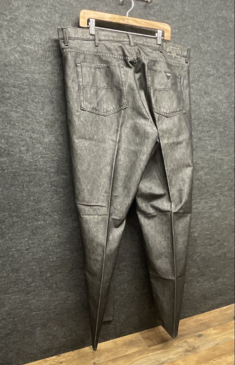 Vintage 90s Guess Men's Gray Coated Denim Jeans Made in USA Sz 42x34