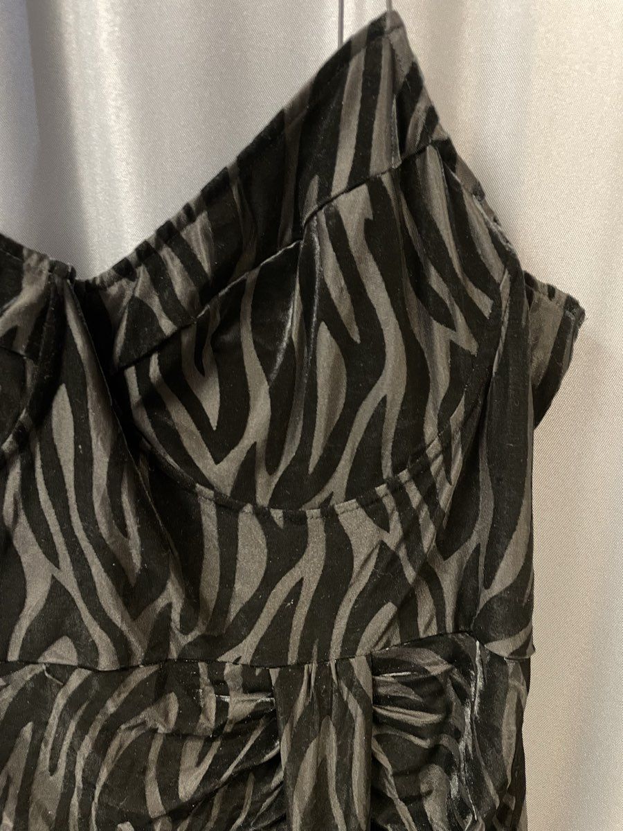 Pretty Little Thing Plus Black Zebra Print Ruched Tassel Midi Dress NWT Sz 20