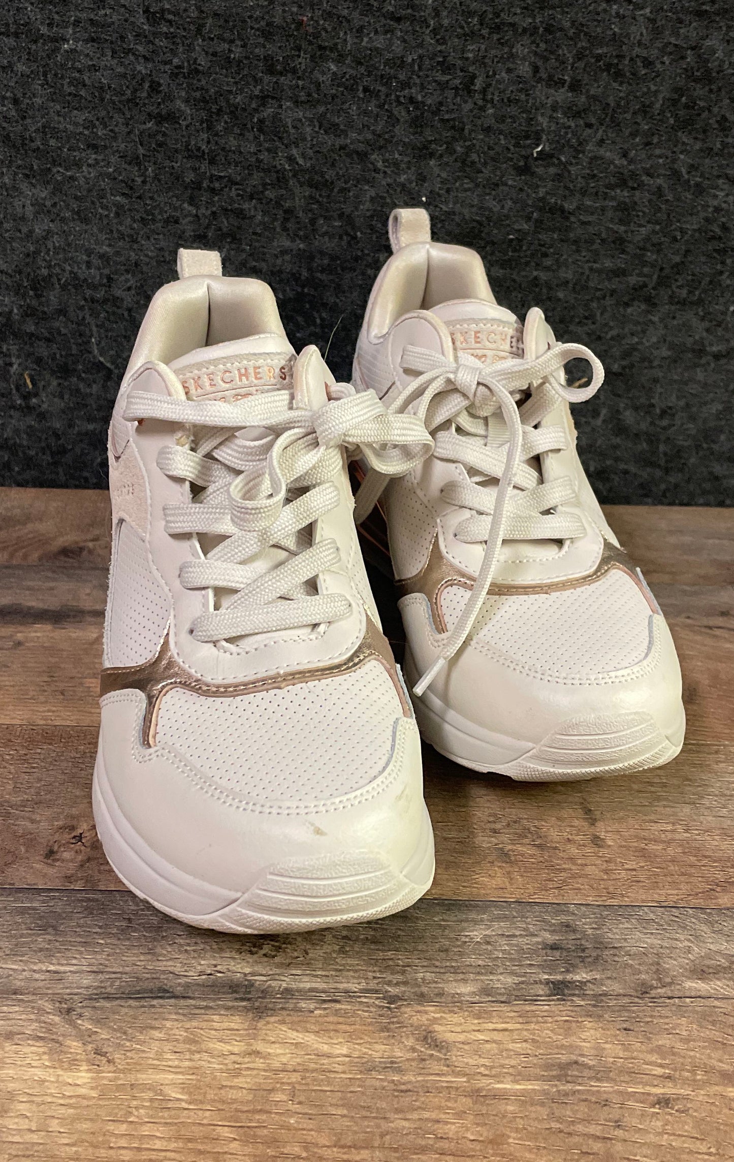 Skechers Uno Prime Off White Rose Gold Fashion Sneakers Women's Size 10