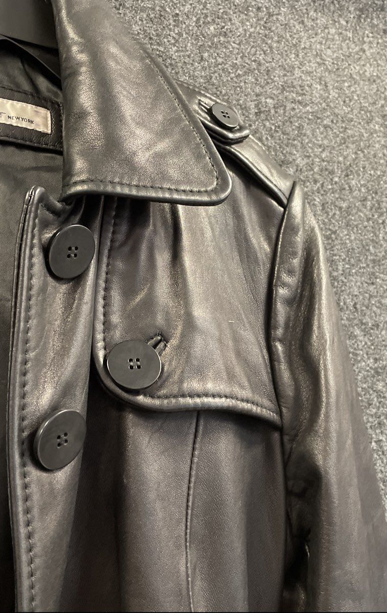 Kenneth Cole New York Women's Black Leather Trench Jacket Belted Sz M