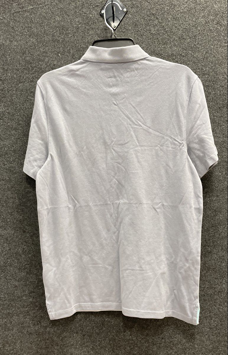 Calvin Klein Men's Gray Striped Short Sleeve Stretch Cotton Polo Shirt Size S