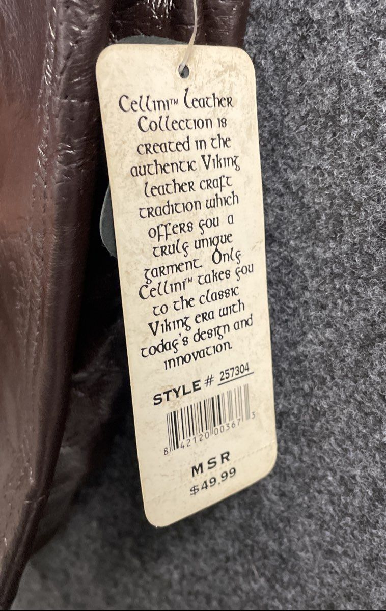 Vintage 90s Cellini Men's Brown Patchwork Leather Bomber Jacket XL NWT