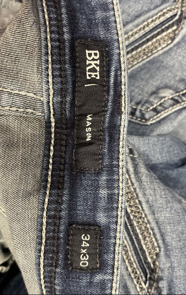 BKE Men's Mason Jeans Light Medium Wash Distressed Straight Leg Sz 34x30