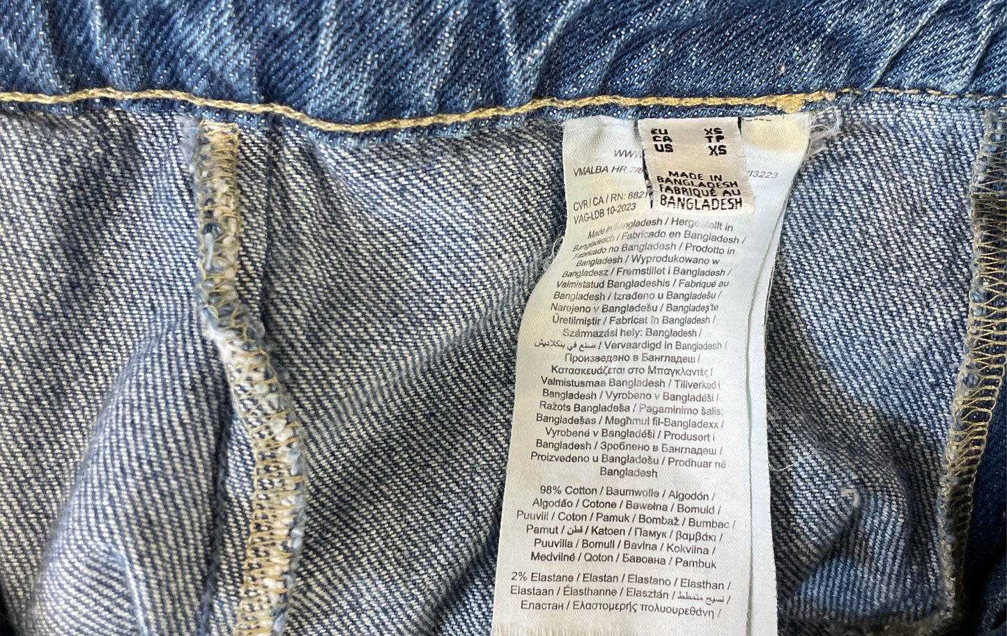 Vero Moda Women's Blue High Waist Denim Maxi Skirt Patch Pockets Frayed Hem XS