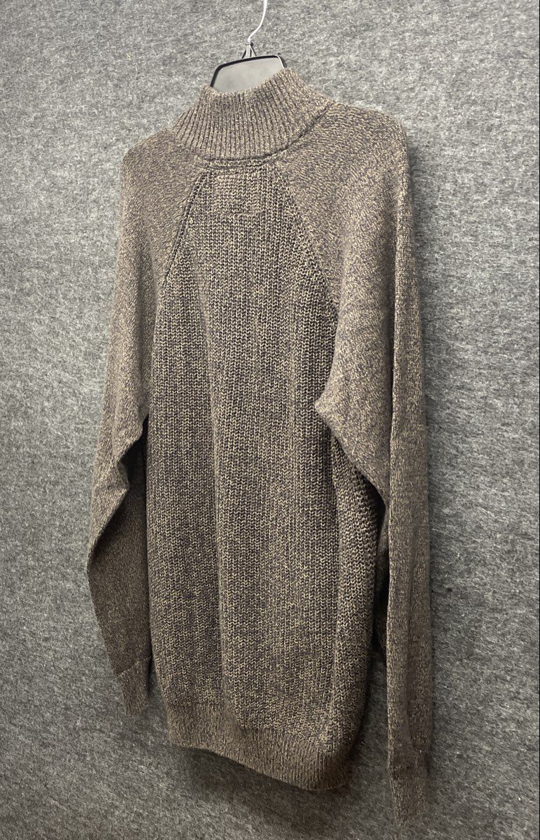 Weatherproof Vintage Men's Brown 1/4 Button Mock Neck Textured Knit Sweater XL