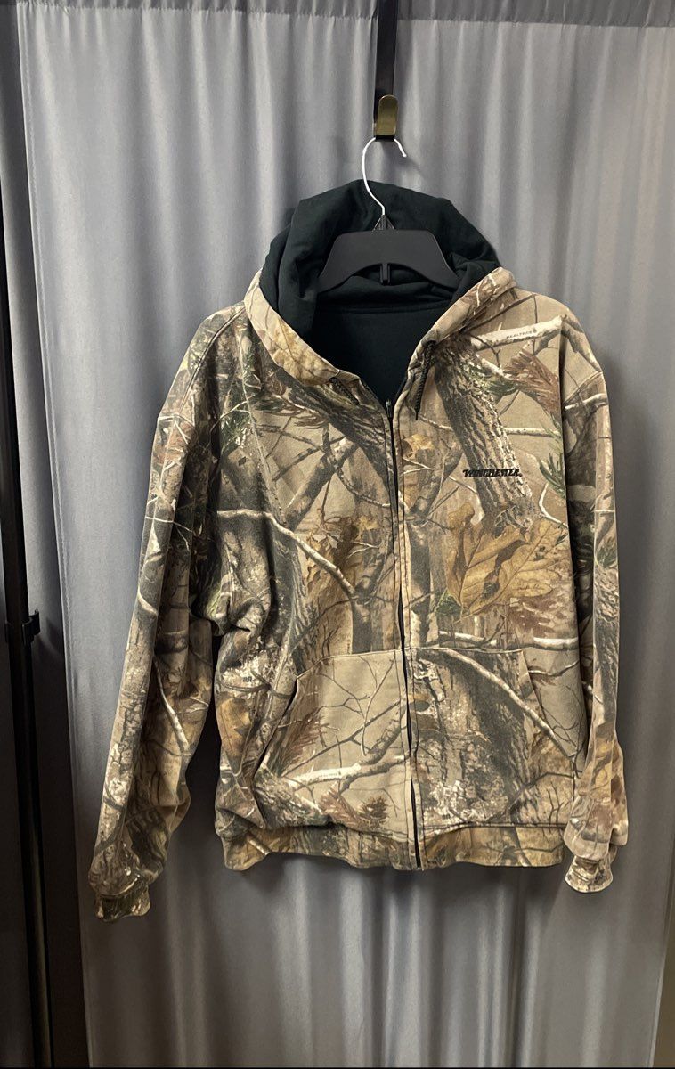 Winchester Men's Reversible Realtree AP Camo Black Full Zip Hoodie Sz L