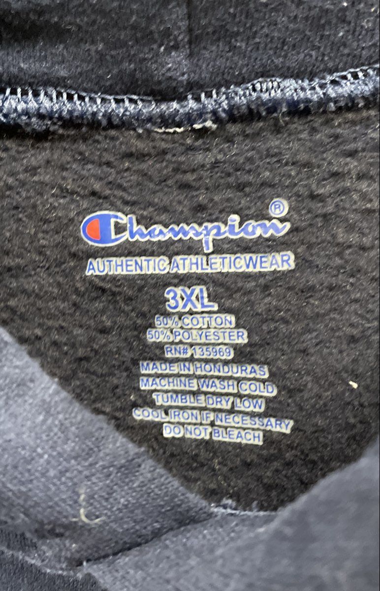 Champion Men's Pullover Hoodie Navy Blue Graphic Script Logo Fleece Sz 3XL