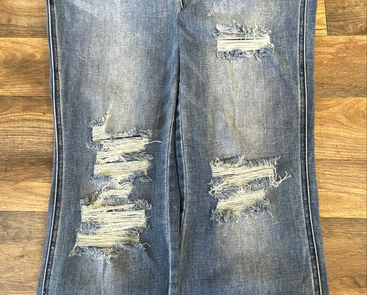 Judy Blue Women's Light Wash High Waist Distressed Boot Cut Jeans Sz 13/31 NWT