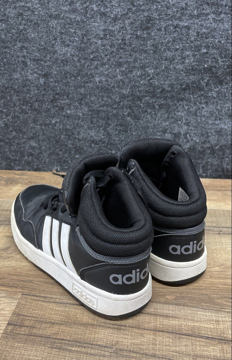 Adidas Hoops 3.0 Mid Black White Basketball Style Sneakers Youth Size 3