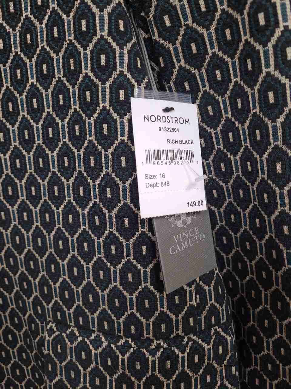 Vince Camuto Women's Geometric Hexagon Print Blazer Rich Black NWT Size 16