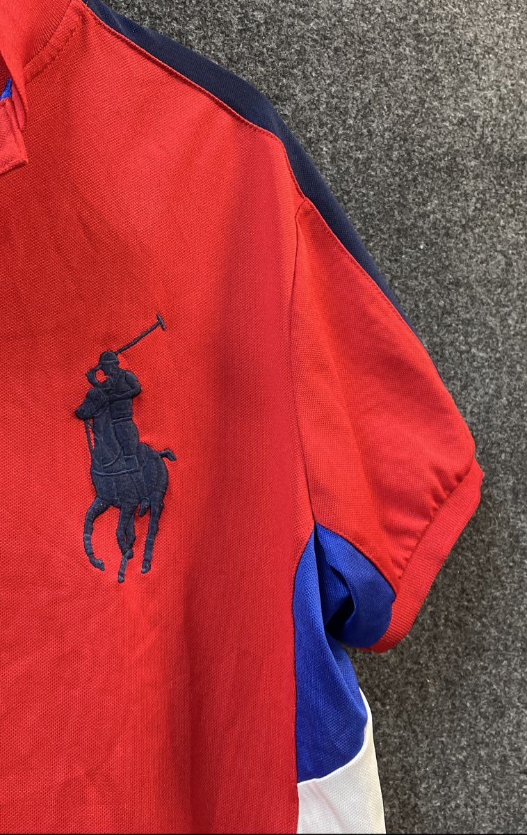 Polo Ralph Lauren Men's Red Big Pony Colorblock Active Polo Shirt Sz M