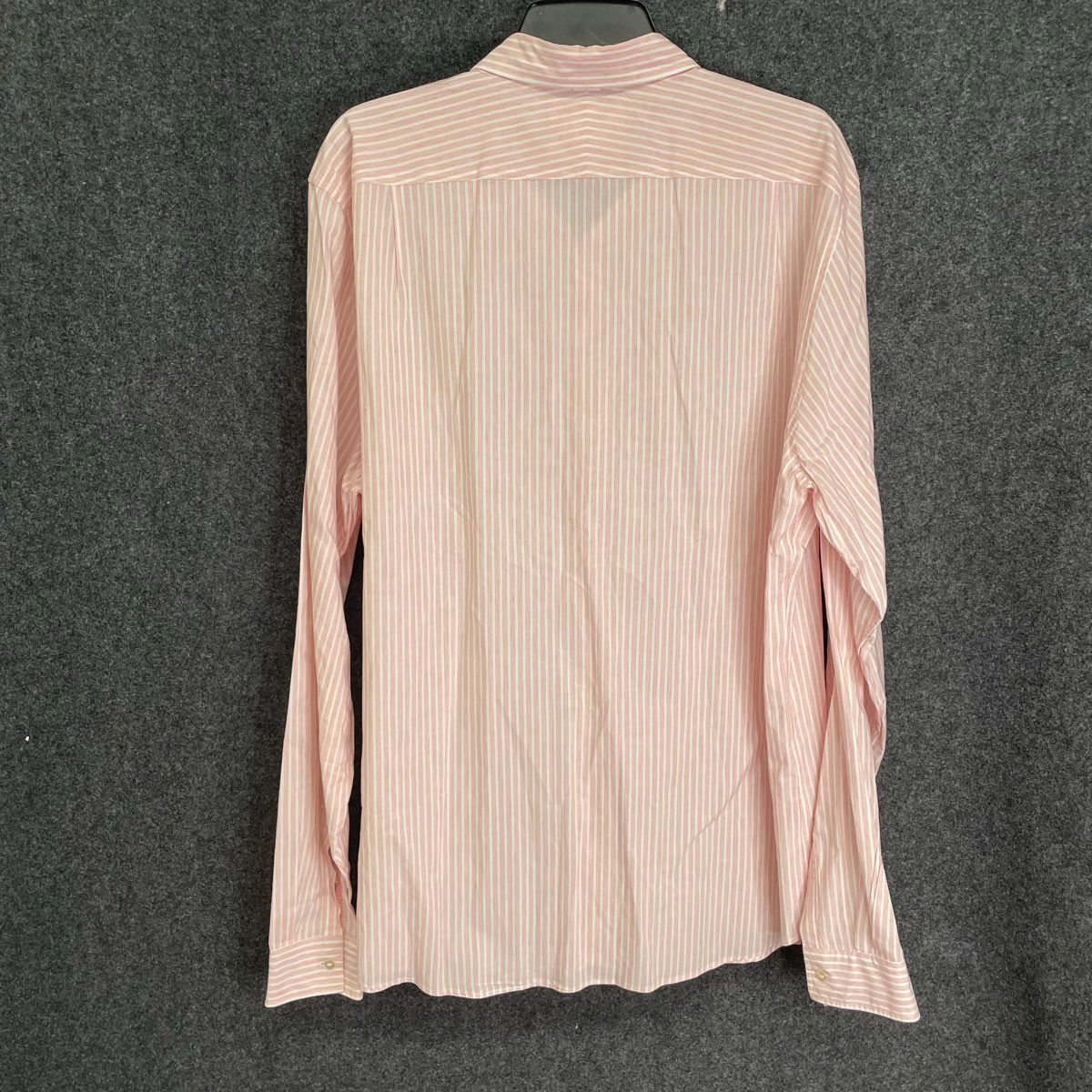 Lacoste Men's Pink White Stripe Regular Fit Long Sleeve Dress Shirt Sz 44 XXL