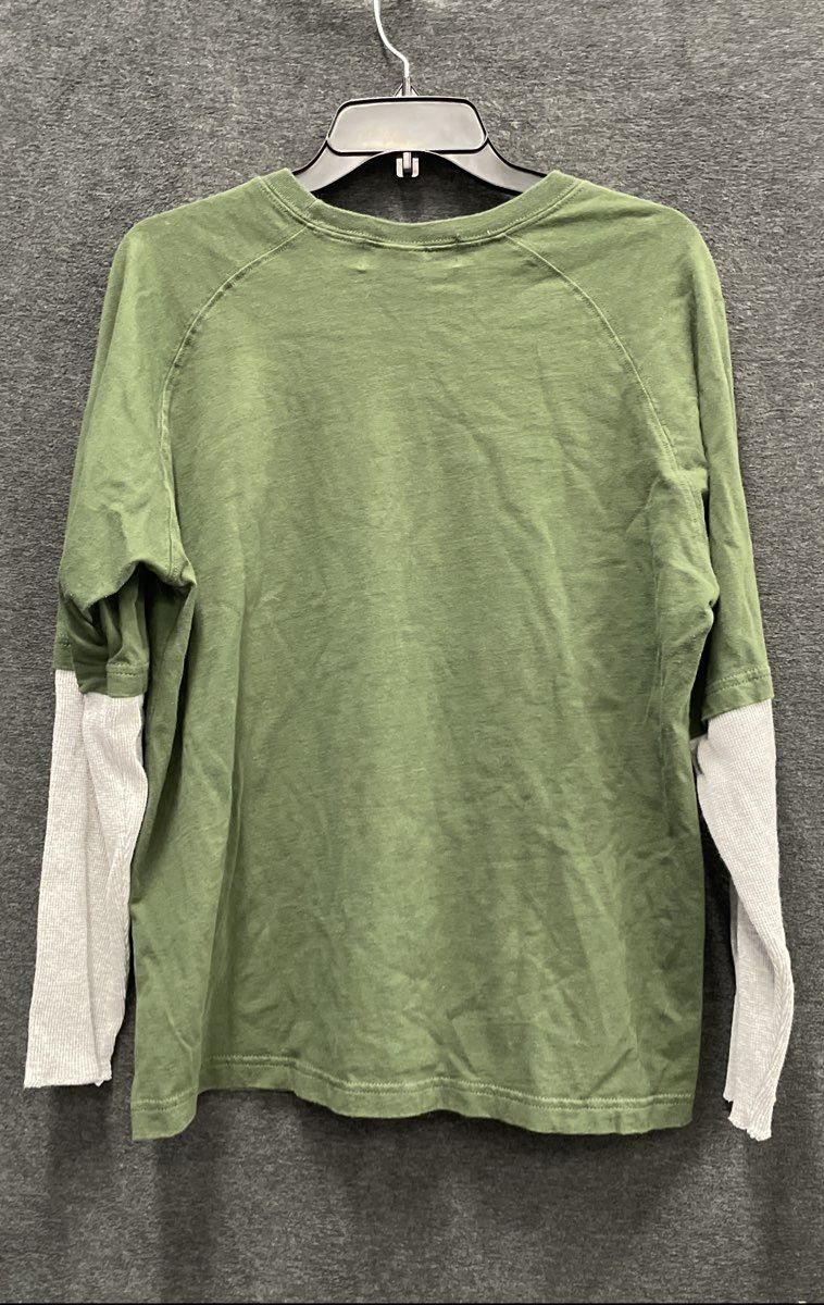 Remington Men's Layered Look Long Sleeve T-Shirt Green Gray Waffle Thermal Sz L