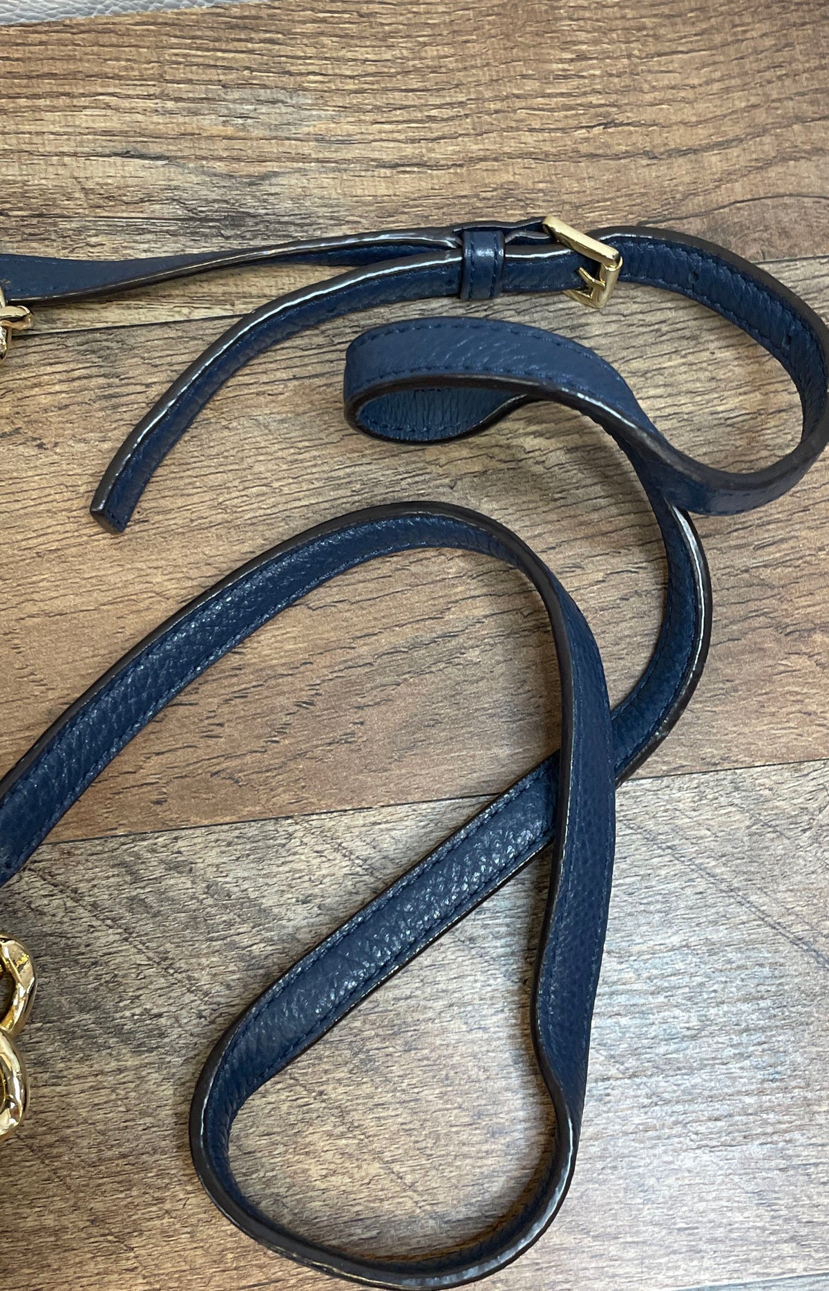 Michael Kors Navy Blue Pebbled Leather Bedford Crossbody Bag Gold Hardware
