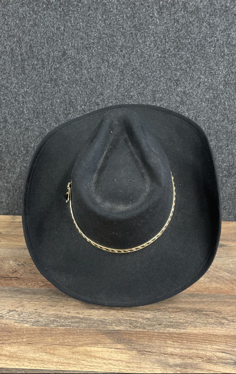 Western Express Inc Men's Black Faux Felt Cowboy Western Hat Braided Band L/XL