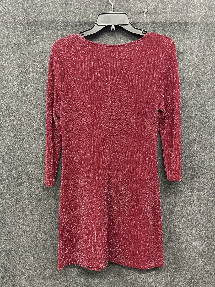 Trixxi Clothing Co Women's Burgundy Metallic Shimmer 3/4 Sleeve Dress Size M