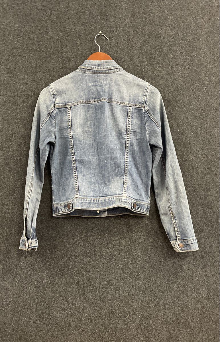 KUT from the Kloth Women's Blue Denim Trucker Jacket Distressed Stretch Sz S