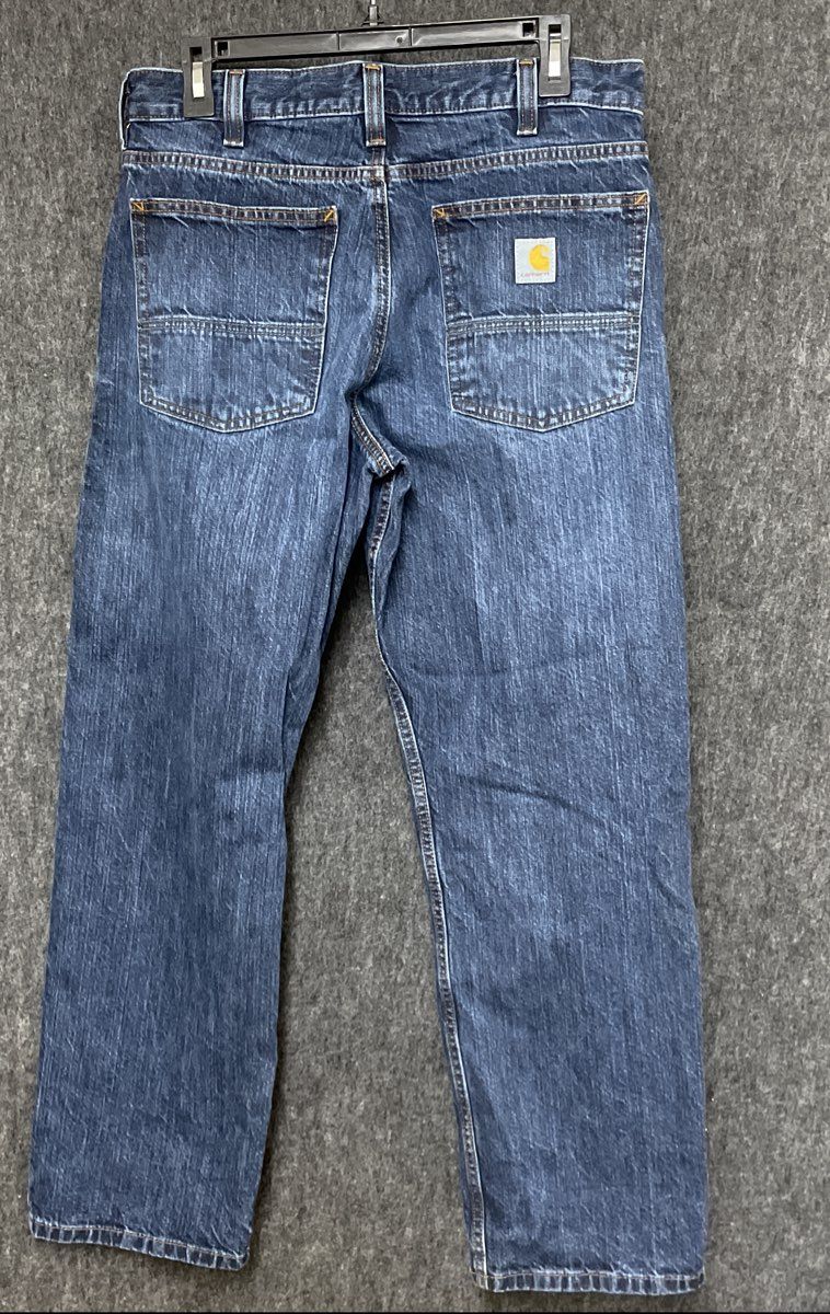 Carhartt Men's Relaxed Fit Jeans Dark Wash Blue Denim Workwear 32x30