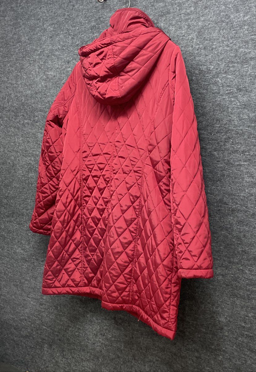 Michael Kors Women's Burgundy Diamond Quilted Jacket Detachable Hood Sz L