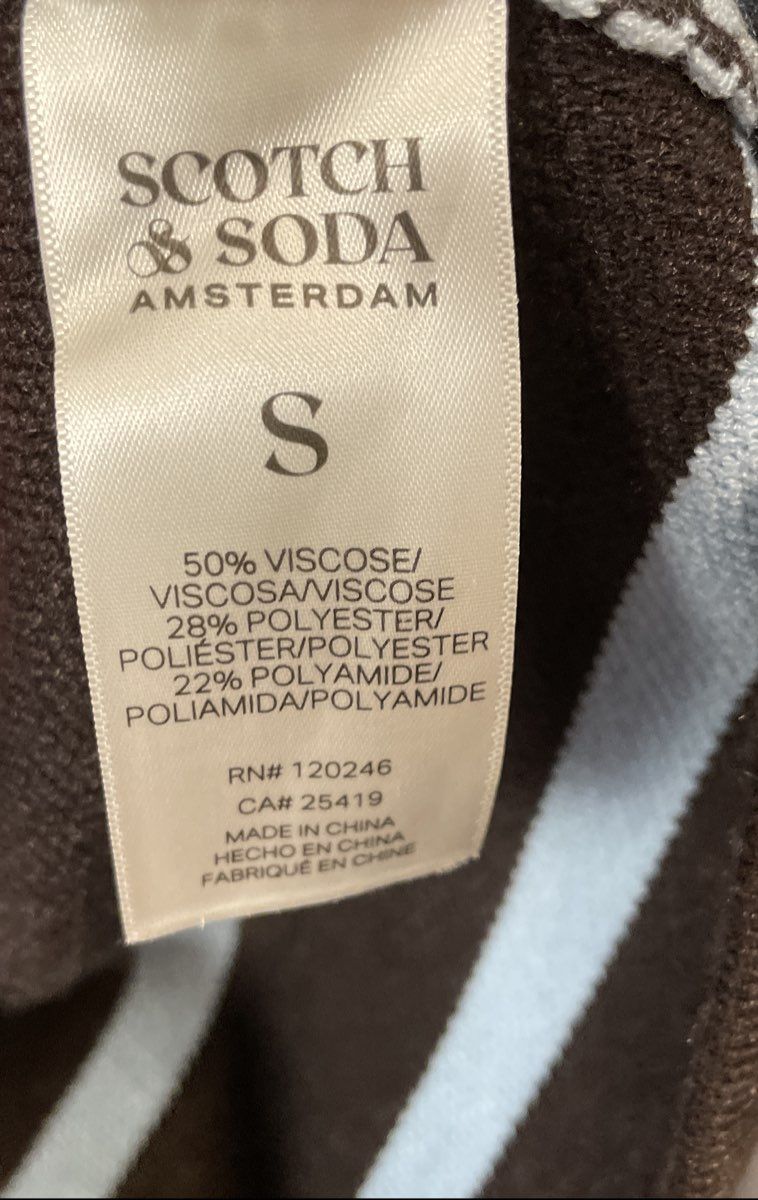 Scotch & Soda Women's Striped Cardigan Sweater Vest Dark Brown Blue Sz S