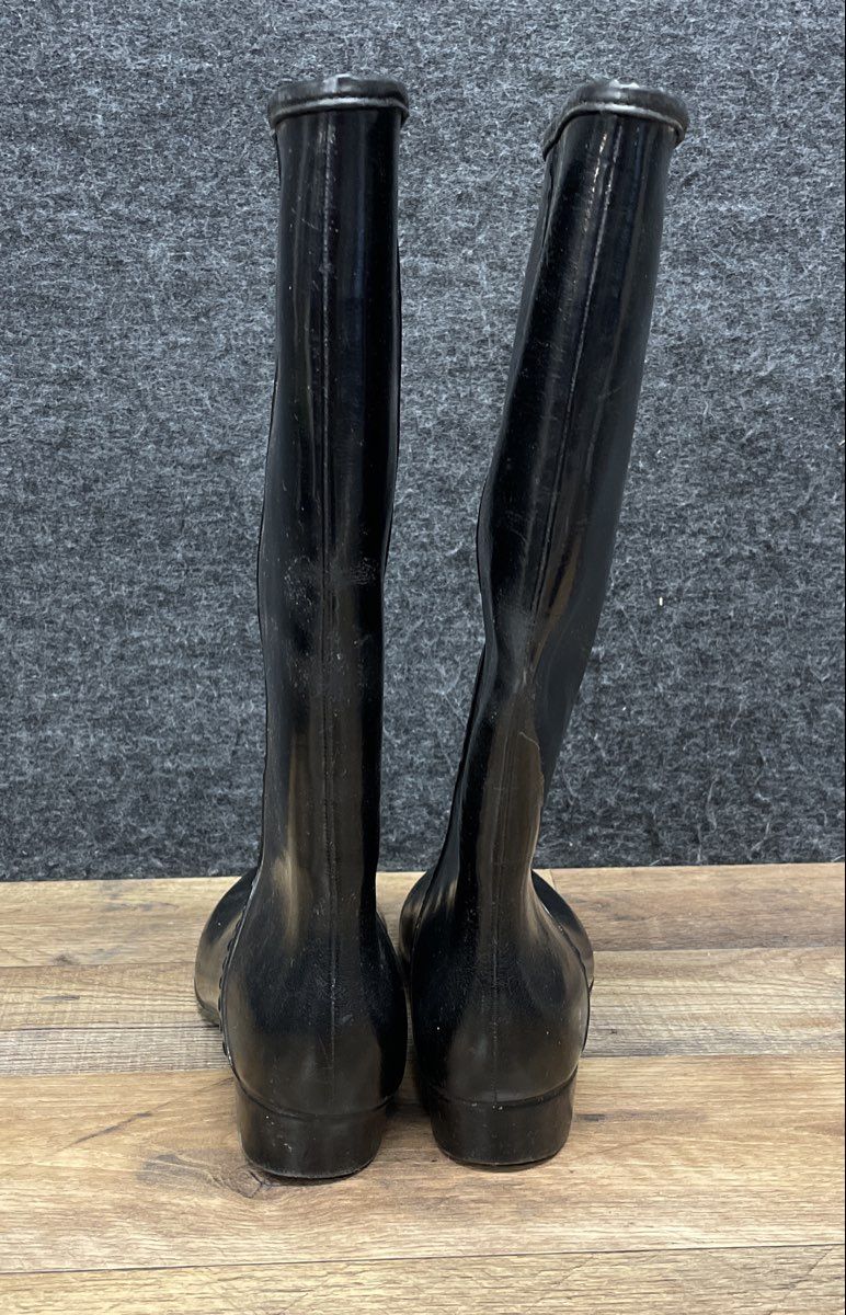 Vintage 80s Waterpruf Black Waterproof Rubber Rain Boots Women's Size 8