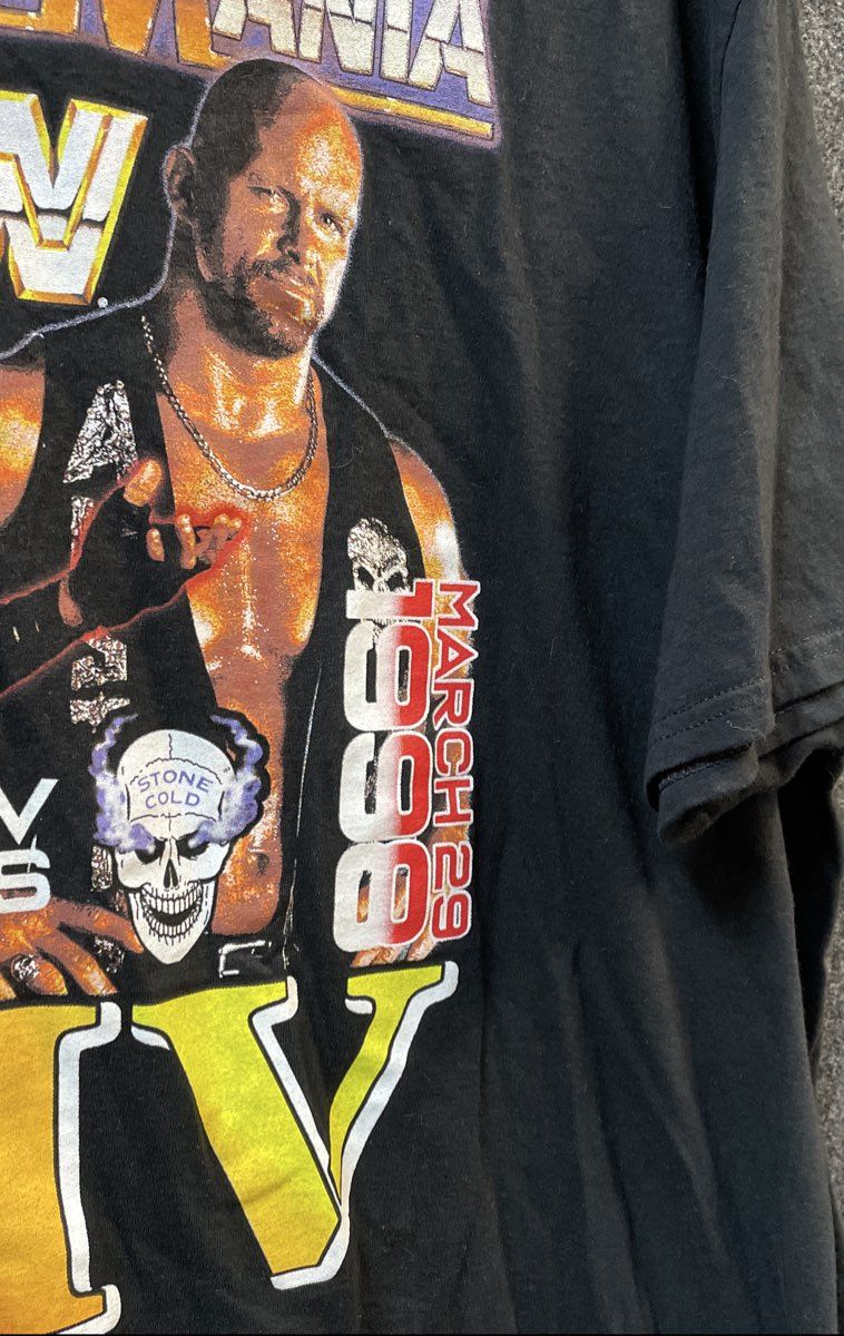 WWE Men's Black Wrestlemania XIV Shawn Michaels Stone Cold 1998 Tee 2XL