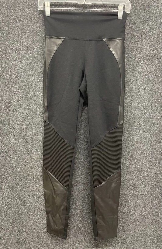 Assets by Spanx Women's Leggings Black Faux Leather Moto Sz S