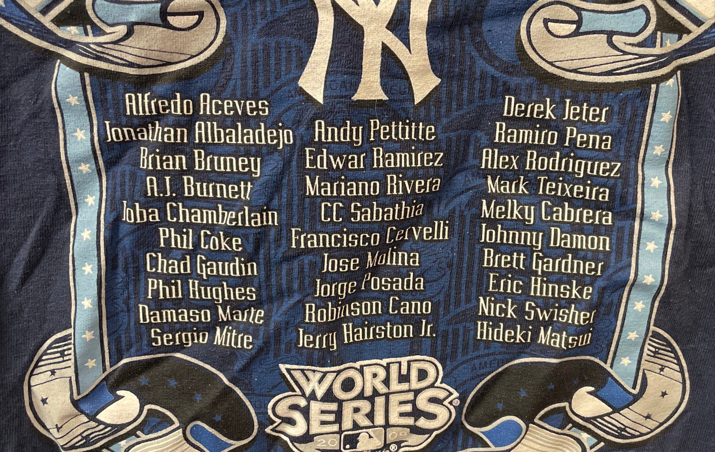Majestic Men's NY Yankees Navy 2009 American League Champions Roster Tee 2XL