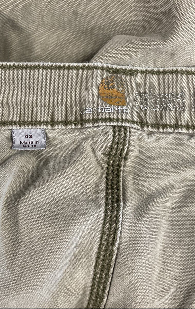 Carhartt Men's Light Green Cotton Canvas Loose Fit Cargo Work Shorts Size 42
