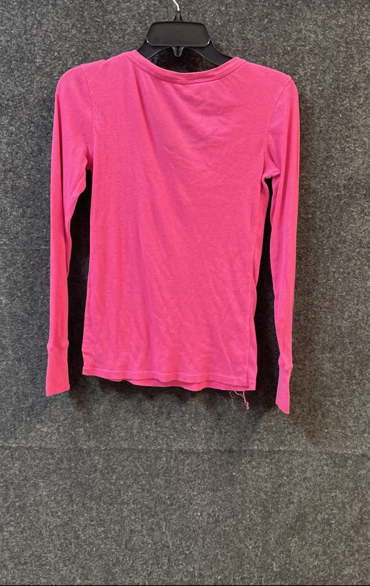 Victoria's Secret Women's Hot Pink Ribbed Knit Henley Long Sleeve Top Sz S