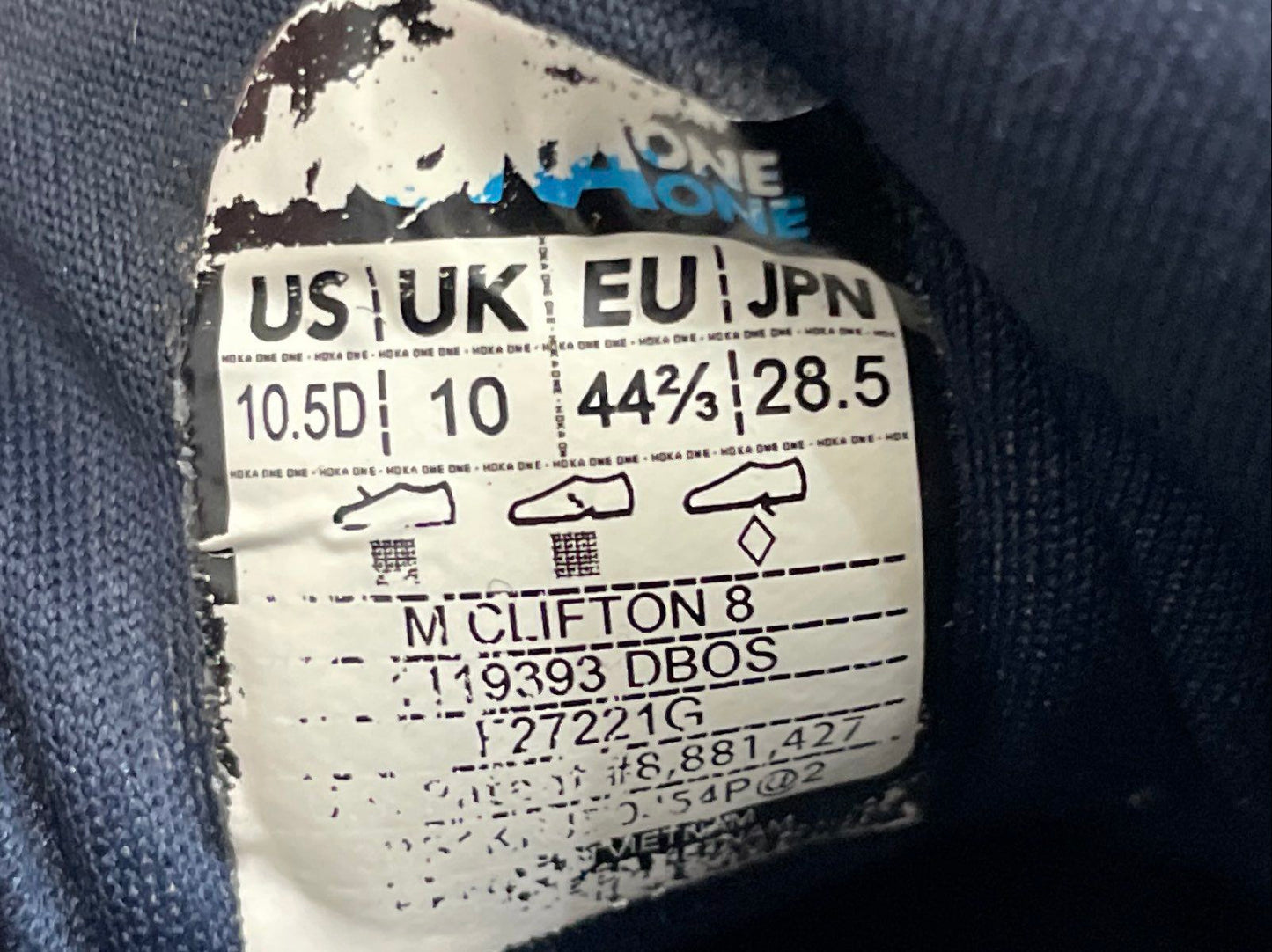 Hoka Clifton 8 Dazzling Blue Outer Space Men's Running Shoes Size 10.5